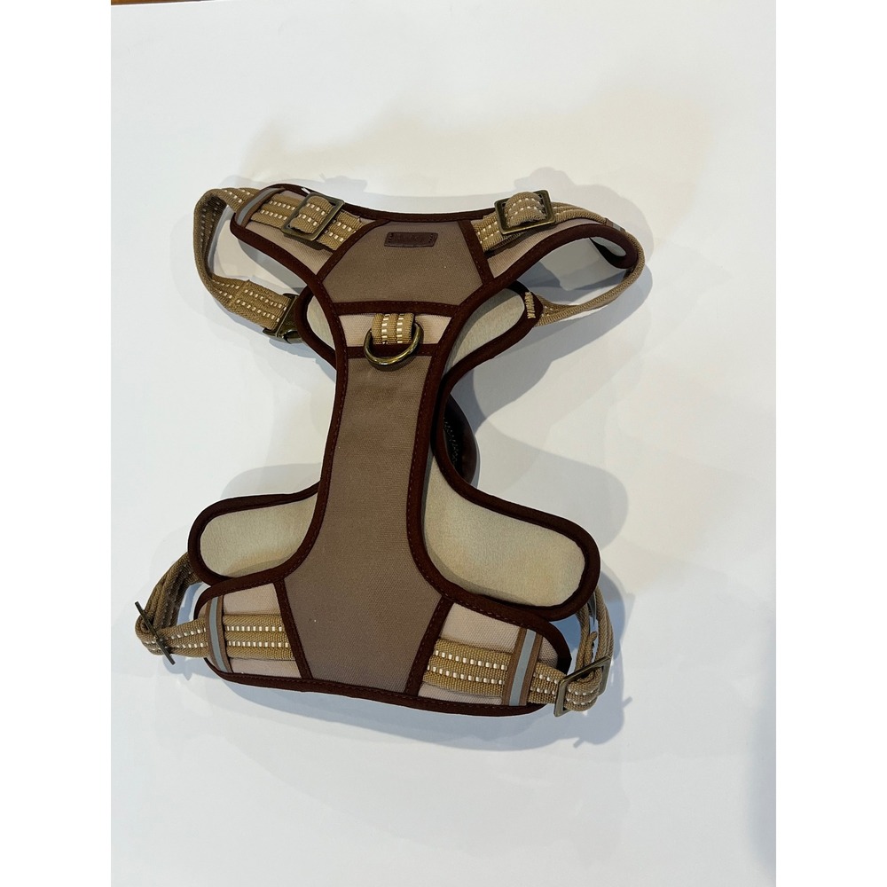 Reddy Dog Harness Tan Brown Canvas Padded Reflective Brass Hardware Handle